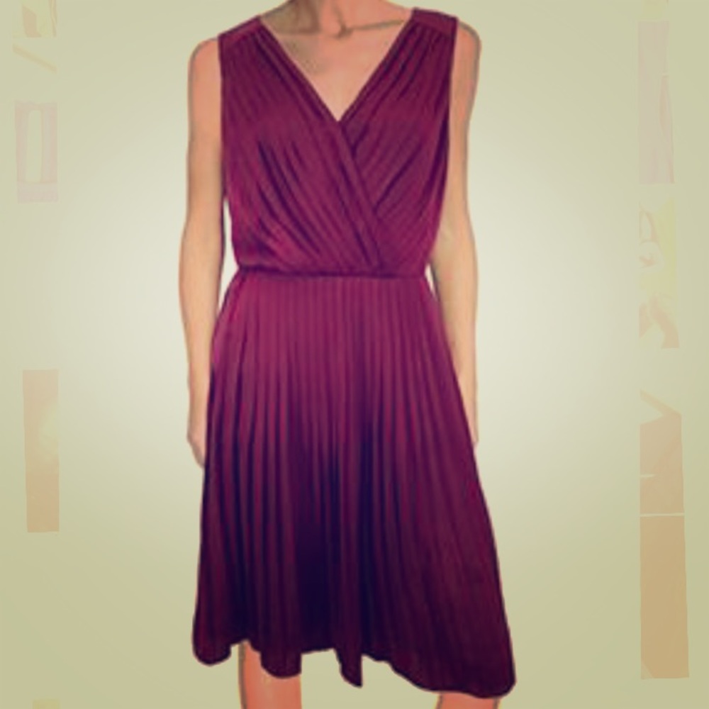 DKNYC Sleeveless Pleated Crossfront Dress